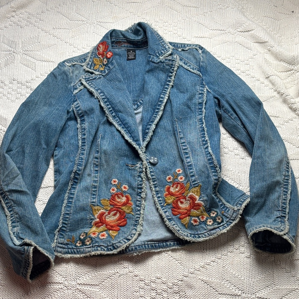 Embroidered Floral Denim Jacket